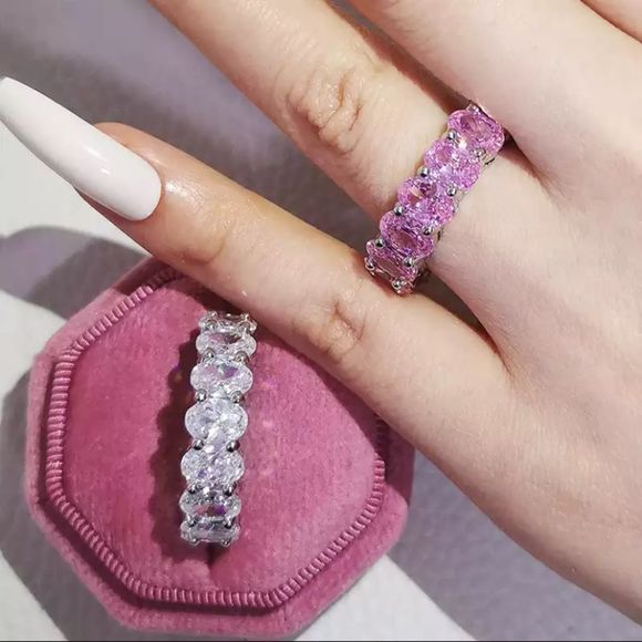 ❌Sterling Silver Pink Crystal Ring - Picture 5 of 14